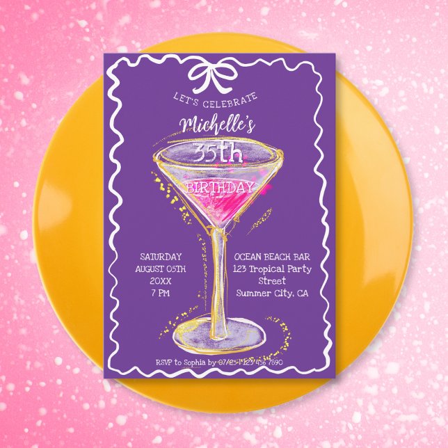 Invitación Quirky Whimsical Adulto Cocktail Party Birthday Pa (Subido por el creador)