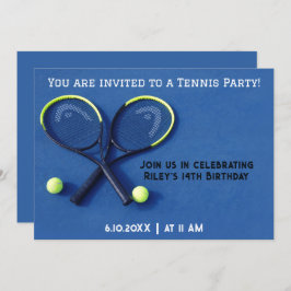 Invitación Quisquetas azules de fiesta de cumpleaños y tenis 