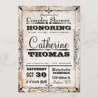 Invitación Quisquillo vintage y florecientes Ducha para parej