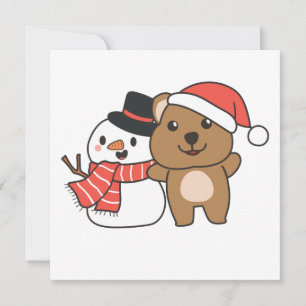 Invitación Quokka con muñeco de nieve en invierno en la invit