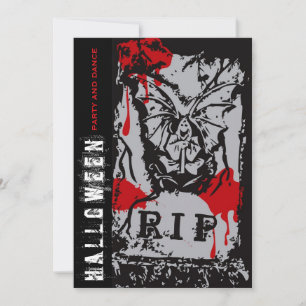 Invitación R.I.P. Muerte Lápida Sangrienta Fiesta de Hallowee