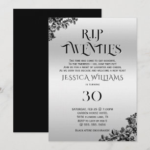 Invitación R.I.P. Veinteañera, Cumpleaños gótico 30
