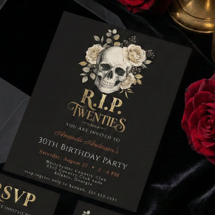 Invitación R.I.P. Veintes 30 Cumpleaños Oscuro Cráneo Gótico