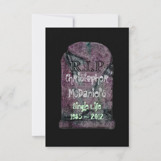 Invitación "R.I.P Vida de Soltero"- Despedida de Soltero (Anverso)