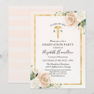 Invitación R N Enfermería Médica Graduación Partido Floral