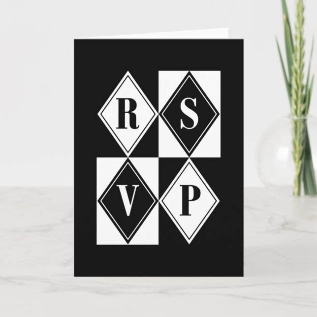Invitación R.S.V.P. : Diamantes elegantes : (Anverso)
