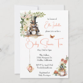 Invitación Rabbit blanco y ratón victoriano de té