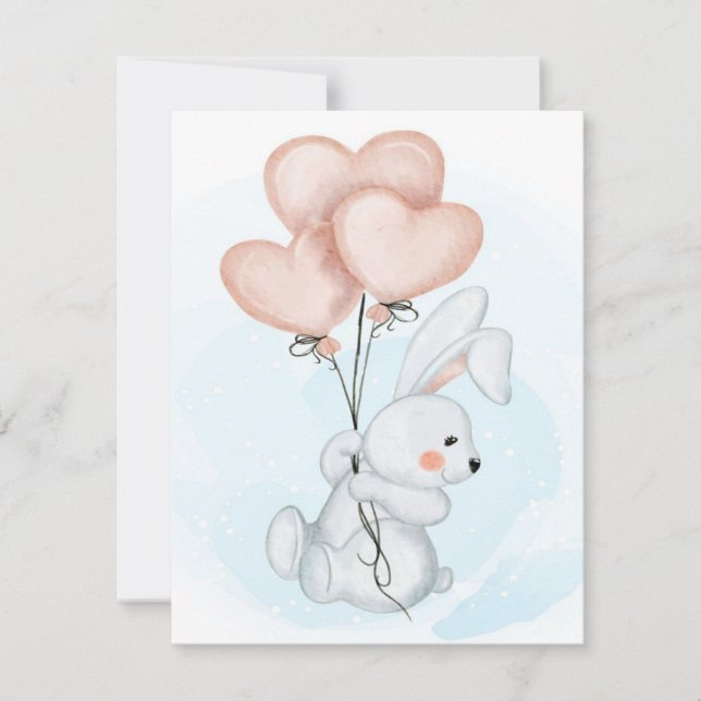 Invitación Rabbit Design | Cute Bunny Lovers | Kid Birthday (Anverso)