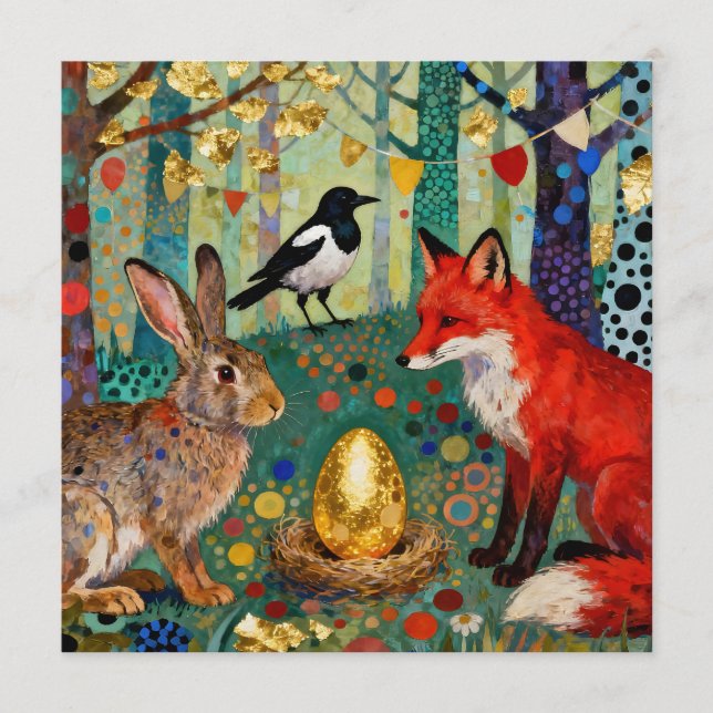 Invitación Rabbit, Magpie, Fox and “The Golden Goose Egg” (Anverso)