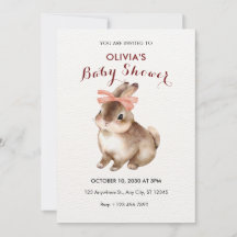 Rabbit pink bow baby shower