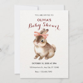 Invitación Rabbit pink bow baby shower