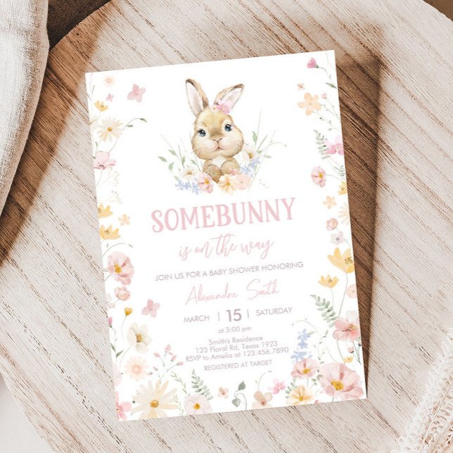 Invitación Rabbit Somebunny Baby Shower (Somebunny Rabbit Baby Shower Invitation)