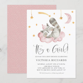 Invitación Racco durmiente suave rosado es un Baby Shower Chi