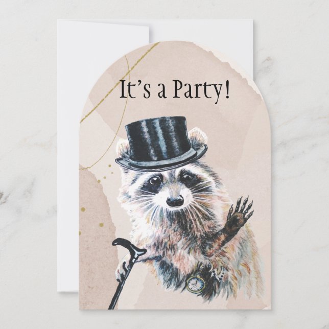 Invitación Raccoon Animal BIrthday (Anverso)
