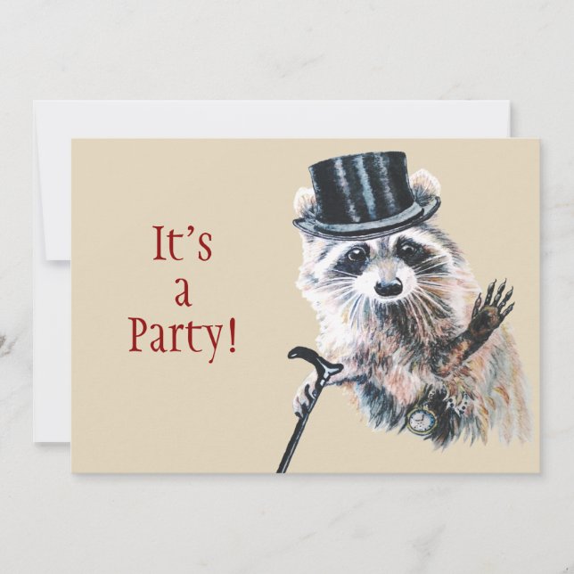 Invitación Raccoon Animal BIrthday (Anverso)