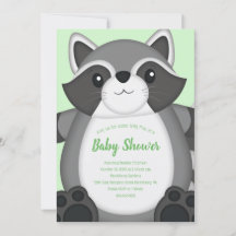 Raccoon Baby Shower Green