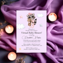 Raccoon Baby Shower Lavender Virtual