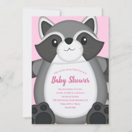 Invitación Raccoon Baby Shower Pink