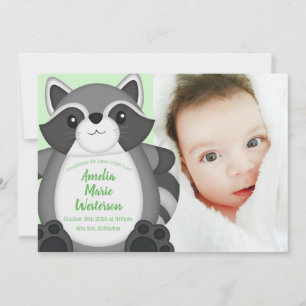 Invitación Raccoon Baby Shower Woodland