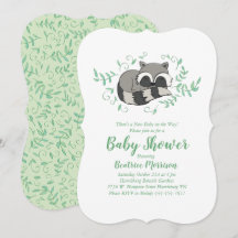 Raccoon durmiente Baby Shower Woodland