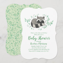 Invitación Raccoon durmiente Baby Shower Woodland