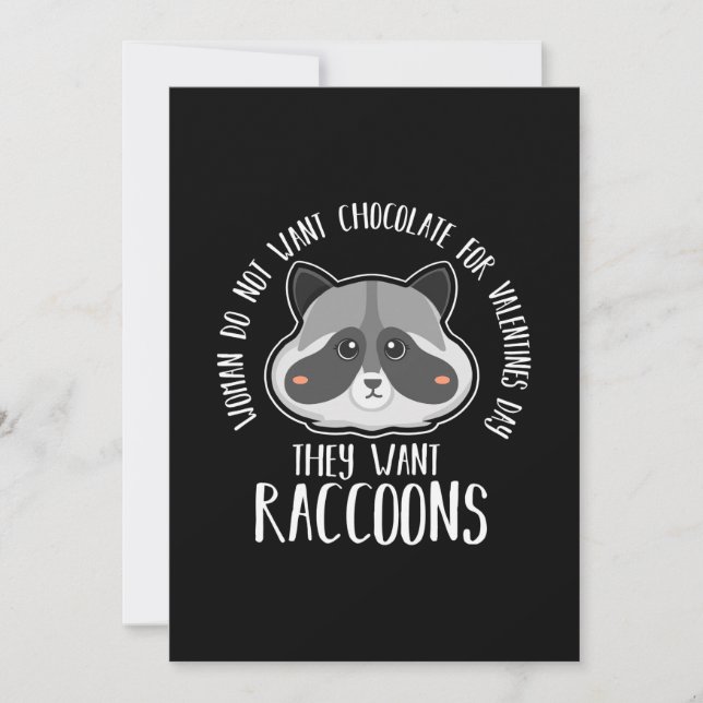 Invitación Raccoon Lover Raccoon Para Día de San Valentín (Anverso)