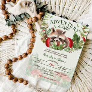 Invitación Raccoon Woodland Mushroom Baby Ducha