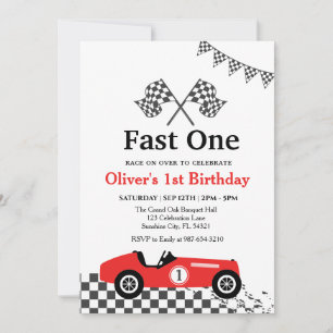 Invitación Race Car 1er cumpleaños, Boy Birthday Party