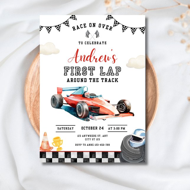 Invitación Race Car 1st Birthday Invitation, First Lap Racing (Subido por el creador)