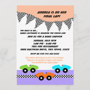 Invitación Race Car Baby Shower