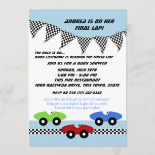 Invitación Race Car Baby Shower