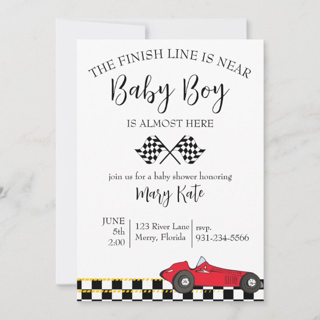 Invitación Race Car Baby Shower (Anverso)