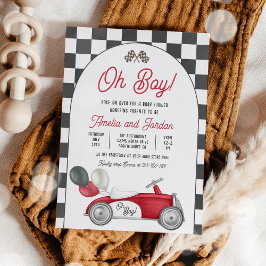 Invitación Race Car Baby Shower Boy Red Race Car Shower
