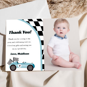Invitación Race Car Birday Party Photo You Card