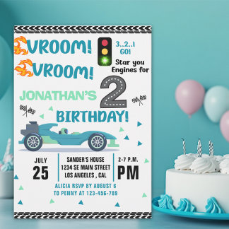 Invitación Race Car Birthday 2 - Boys Racin party