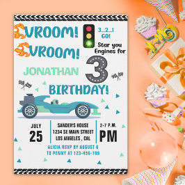 Invitación Race Car Birthday 3 - Boys Racin party
