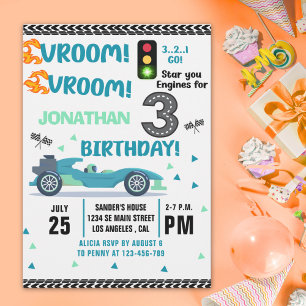 Invitación Race Car Birthday 3 - Boys Racin party
