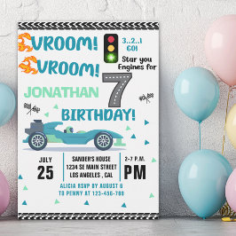 Invitación Race Car Birthday 7th - Boys Racin party