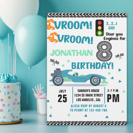 Invitación Race Car Birthday 8th - Boys Racin celebration