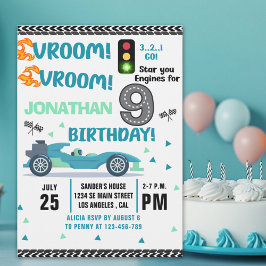 Invitación Race Car Birthday 9th - Boys Racin Party