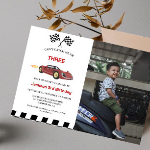 Invitación Race Car Boy 3 Fiesta de cumpleaños