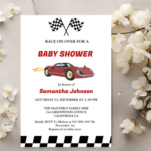 Invitación Race Car Boy Baby Shower (Subido por el creador)