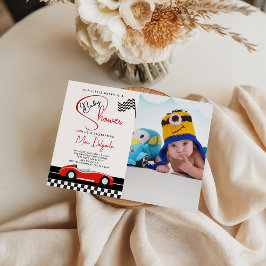 Invitación Race Car Boy Baby Shower |Fast and Fun Baby Photo 