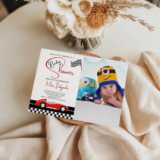 Invitación Race Car Boy Baby Shower |Fast and Fun Baby Photo  (Subido por el creador)