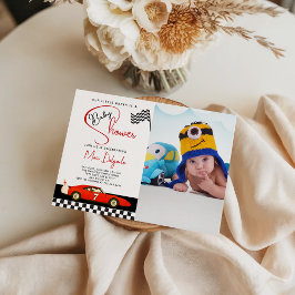Invitación Race Car Boy Baby Shower |Fast and Fun Baby Photo 