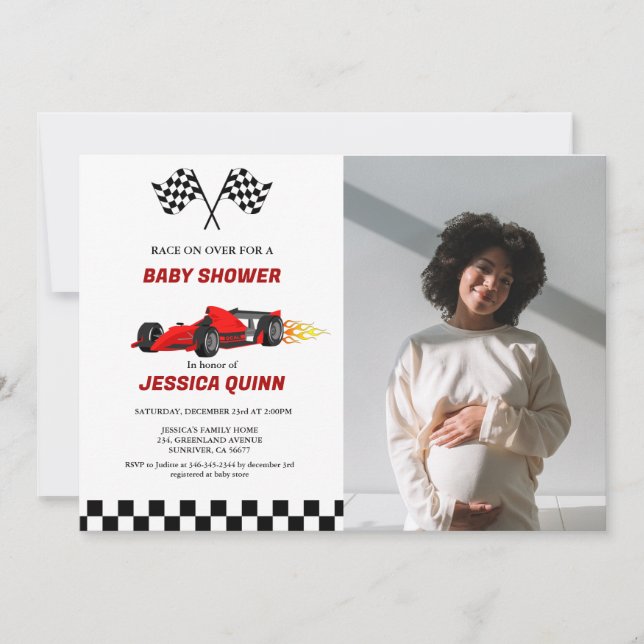 Invitación Race Car boy Bebé ducha (Anverso)