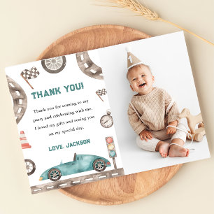 Invitación Race Car Boy Birday Party Photo You Card