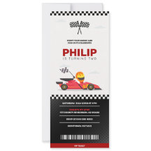Race Car Carreras Boy Cumpleaños Party Ticket