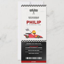 Invitación Race Car Carreras Boy Cumpleaños Party Ticket