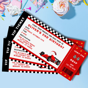 Invitación Race Car Carreras Boy Cumpleaños Party Ticket